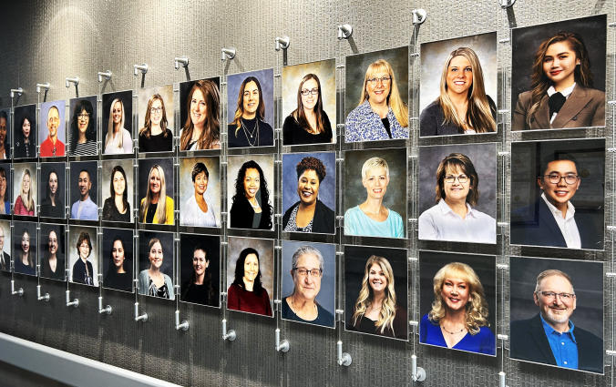 staff photo wall display